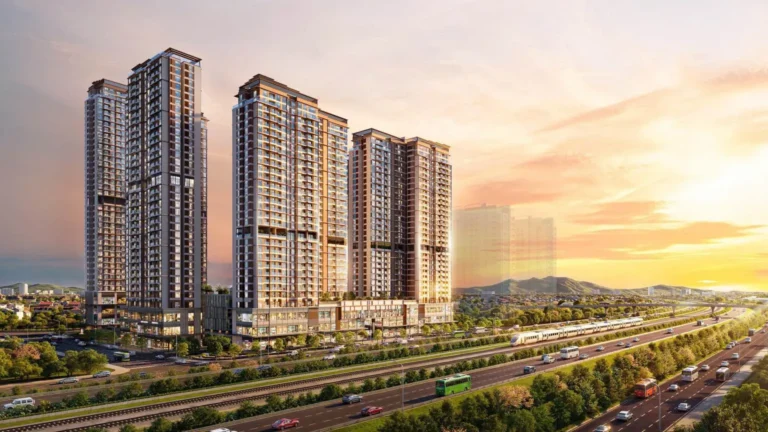 Imperia Sky Park 大樓群與升龍大道夕陽（開發商示意圖）