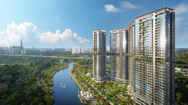 Palm River 臨河大樓與胡志明市景(開發商示意圖)