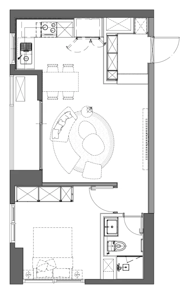 Starlake The Prime 1 房 CA 戶型圖：套內 48.97 ㎡
