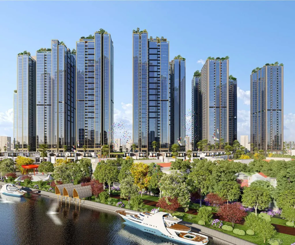 Sunshine Sky City 大樓與河岸（開發商示意圖）