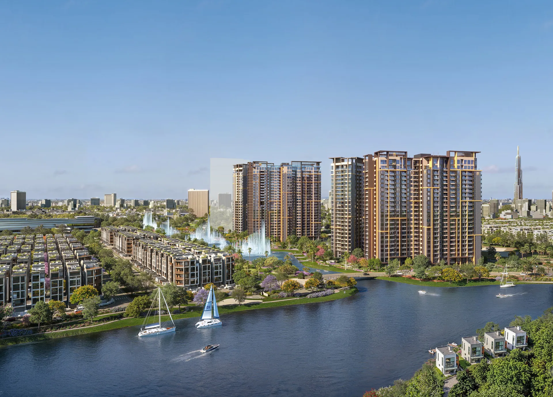 The Global City 河景與 Masteri Cosmo Central 大樓（開發商示意圖）