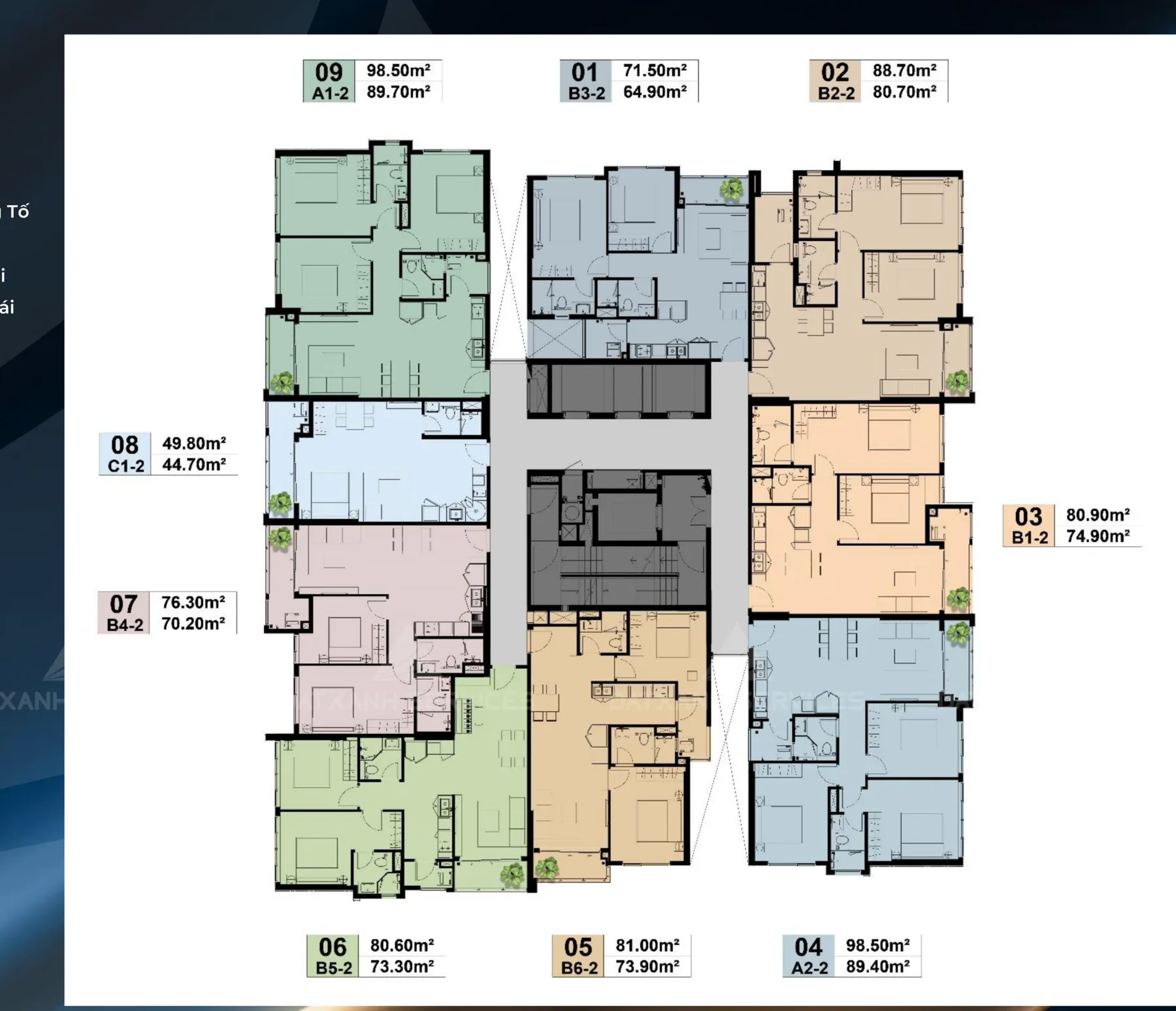 The Privé 9 號棟標準層戶型平面圖
