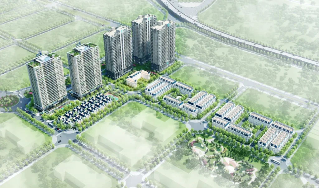 TMC Smart Home 全區鳥瞰：住宅大樓與別墅區（開發商示意圖）