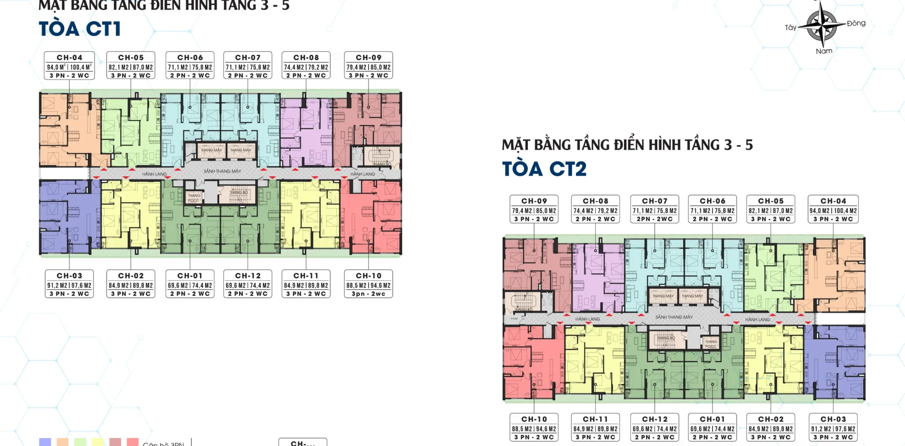 TMC Smart Home CT1、CT2 棟 3–5 樓戶型平面圖